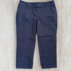 Ann Taylor LOFT Marssa Navy Blue Polka Dot Stretch Skinny Ankle Pants 12